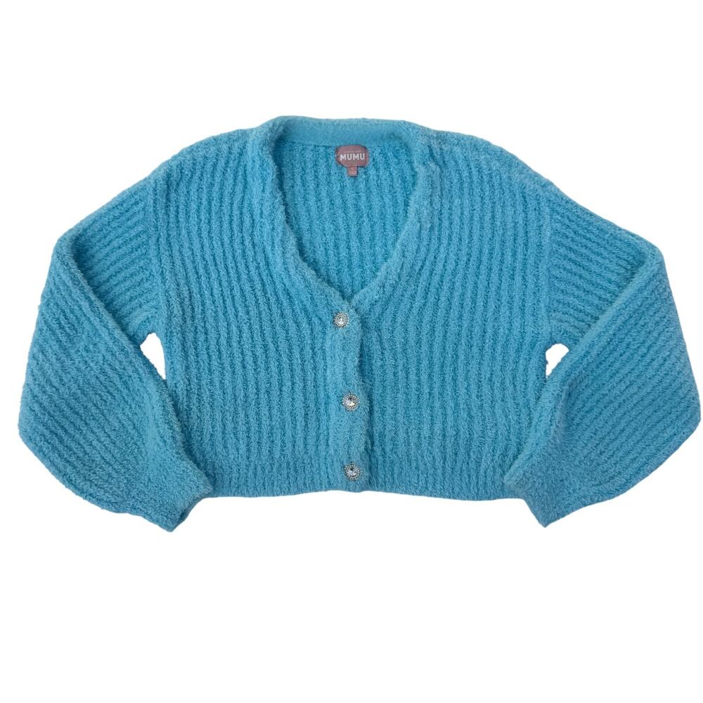 Show Me Your Mumu Clemmie Cardigan Blue Women’s Large Pastel Dopamine Dressing - Picture 2 of 16